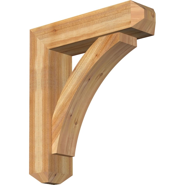Ekena Millwork Thorton Craftsman Rough Sawn Bracket w/ Offset Brace, Western Red Cedar, 8"W x 32"D x 36"H BKT0806X32X36THR04RWR - main
